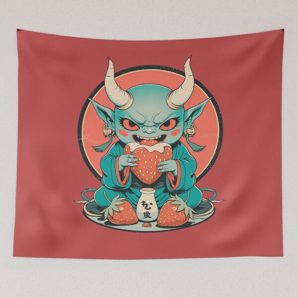 Item preview, Strawberry Oni - Cute Demon Snack Time designed and sold by Anno Meister.