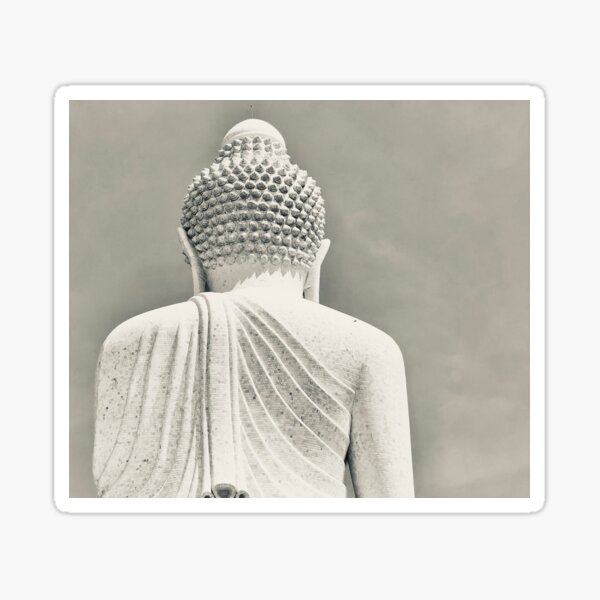Serene Buddha Statue Photograph Sticker