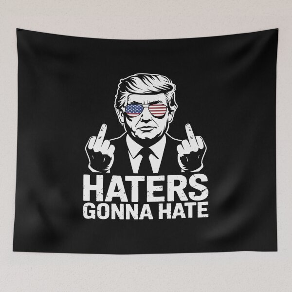 Item preview, Funny Haters Gonna Hate President Donald Trump Middle Finger designed and sold by splindoershop.
