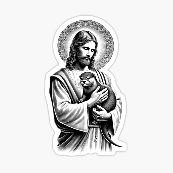 Item preview, Vintage Jesus umarmt Otter christlichen Glauben Tierliebhaber designed and sold by Kimberley King Art  King Art.