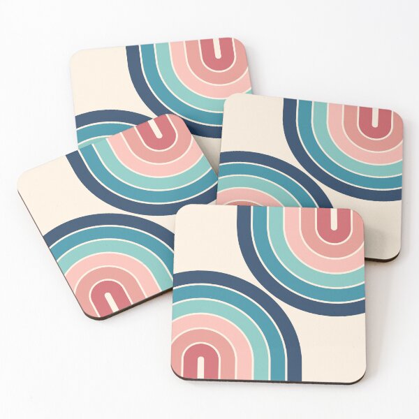 Item preview, Midcentury Modern Geometric Rainbow C2 in Retro vibes Dusty Rose Pink Navy Blue designed and sold by nineFlorals.