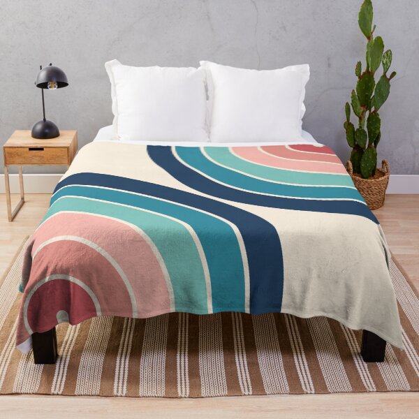 Item preview, Midcentury Modern Geometric Rainbow C2 in Retro vibes Dusty Rose Pink Navy Blue designed and sold by nineFlorals.