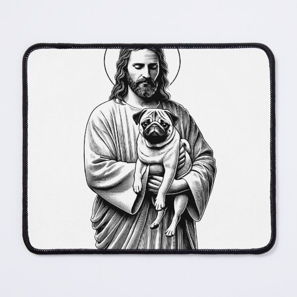 Item preview, Vintage Jesus Hugging Pug Christian Faith Dog Lover designed and sold by Kimberley King Art  King Art.
