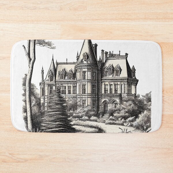 Item preview, Elegant Grandeur: Vintage French Chateau Sketch designed and sold by ShadowAndSlate.