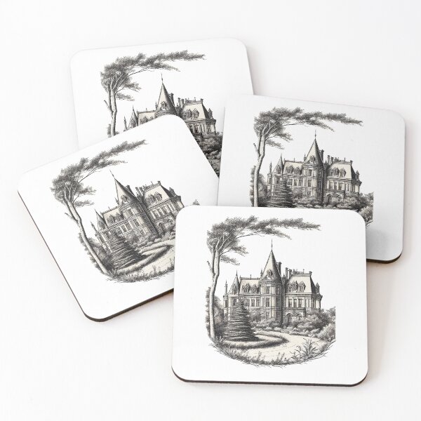 Item preview, Elegant Grandeur: Vintage French Chateau Sketch designed and sold by ShadowAndSlate.