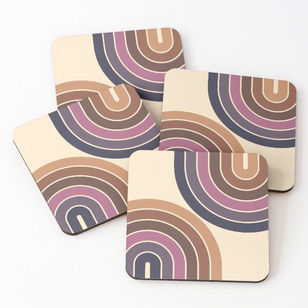 Item preview, Midcentury Modern Geometric Rainbow C4 in Rustic Earthy Purple Blue designed and sold by nineFlorals.
