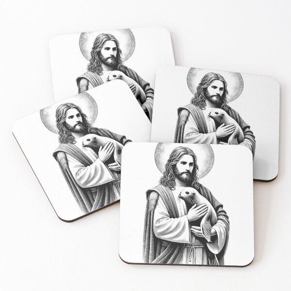 Item preview, Vintage Jesus Hugging Seal Christian Faith Animal Lover designed and sold by Kimberley King Art  King Art.