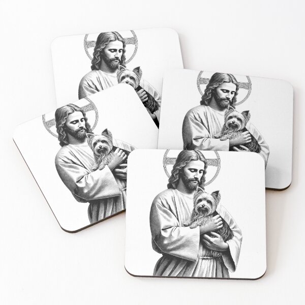 Item preview, Vintage Jesus Hugging Silky Terrier Christian Faith Dog Lover designed and sold by Kimberley King Art  King Art.