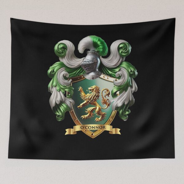 Item preview, O’Connor Family Crest – Gold Lion on Emerald Shield designed and sold by Highlandkings.