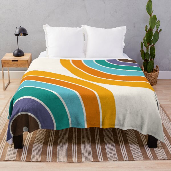 Item preview, Midcentury Modern Geometric Rainbow C14 in Retro Gold Teal Brown Purple designed and sold by nineFlorals.