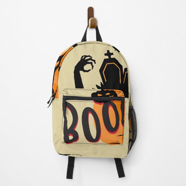 Item preview, "Halloween Graveyard Scene – Zombie Hand Rising with 'Boo!' Under Full Moon Night" designed and sold by nuchy.