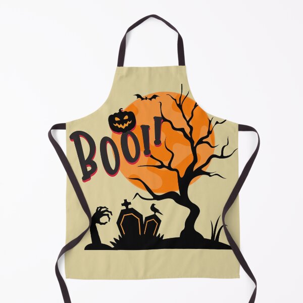 Item preview, "Halloween Graveyard Scene – Zombie Hand Rising with 'Boo!' Under Full Moon Night" designed and sold by nuchy.