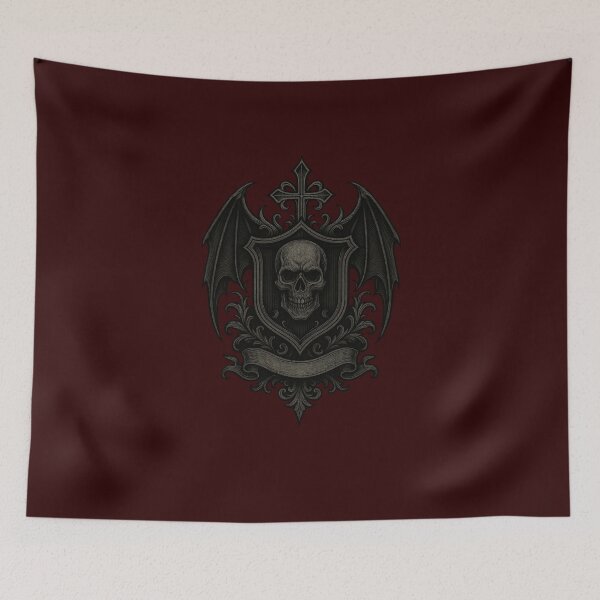 Item preview, Gothic Skull Crest with Bat Wings and Cross designed and sold by Jomfy-Comfy.