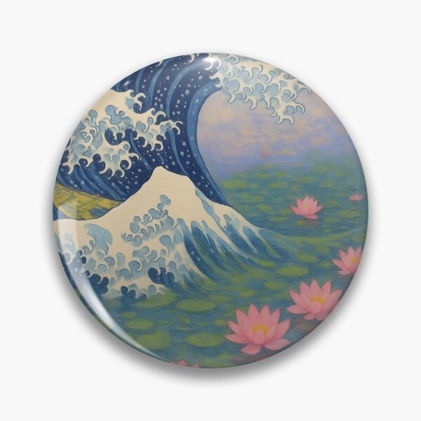 Item preview, Hokusai Meets Monet: The Great Wave and Water Lilies Impressionist Mashup Art designed and sold by Shoot-The-Moon.