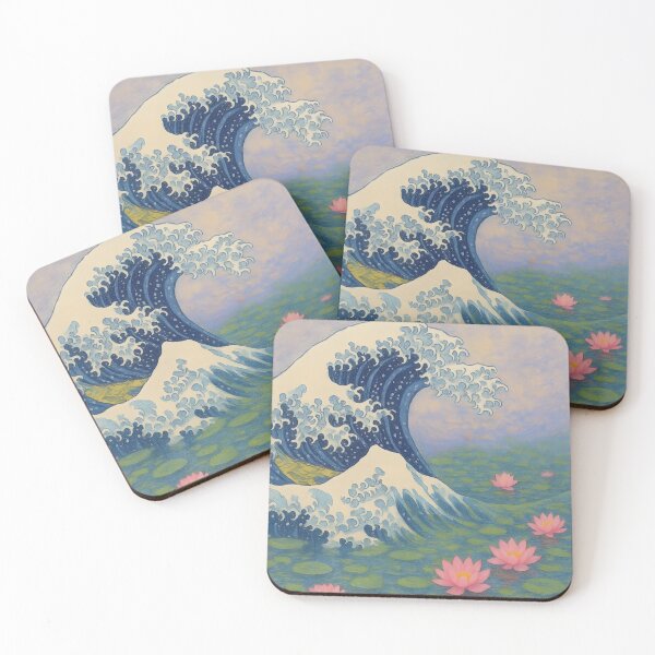 Item preview, Hokusai Meets Monet: The Great Wave and Water Lilies Impressionist Mashup Art designed and sold by Shoot-The-Moon.