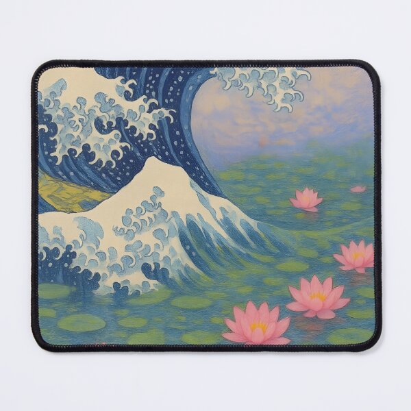 Item preview, Hokusai Meets Monet: The Great Wave and Water Lilies Impressionist Mashup Art designed and sold by Shoot-The-Moon.