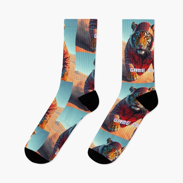 Item preview, Running Tiger in Desert Sunset – Wild Animal Power Art designed and sold by TeutaDesings.