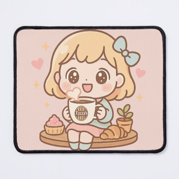 Item preview, Cute Café Girl with Tully's Coffee – Kawaii Style Illustration designed and sold by Inspired by CarMa.