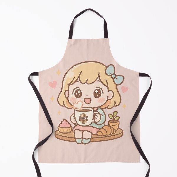 Item preview, Cute Café Girl with Tully's Coffee – Kawaii Style Illustration designed and sold by Inspired by CarMa.