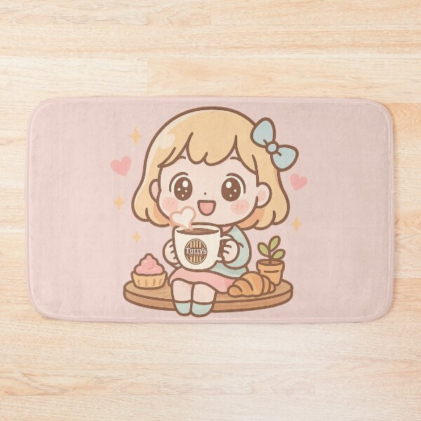 Item preview, Cute Café Girl with Tully's Coffee – Kawaii Style Illustration designed and sold by Inspired by CarMa.