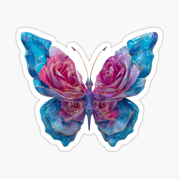 Aperçu de l'œuvre Papillon bleu magique avec des ailes en pétales de fleurs créée et vendue par Anastasiia Yurevych.