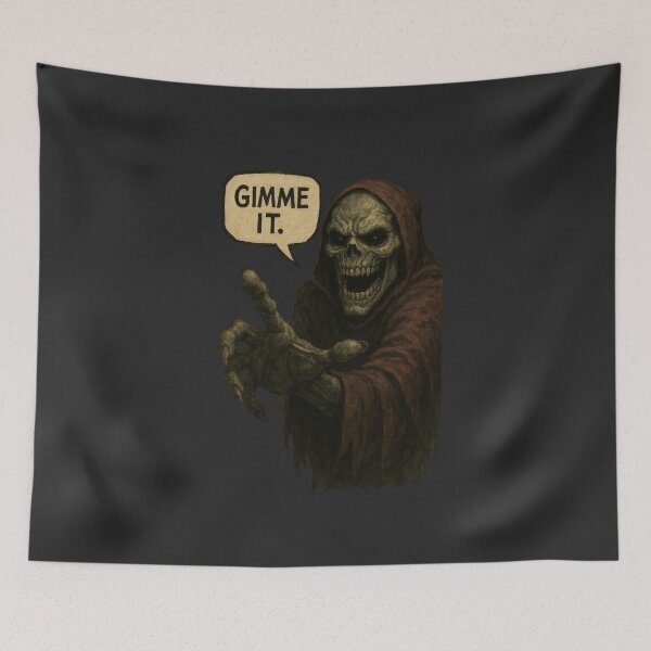 Item preview, Grim Reaper “Gimme It” Illustration designed and sold by Jomfy-Comfy.