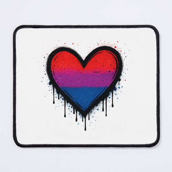 Aperçu de l'œuvre Drapeau bisexuel avec un cœur dégoulinant créée et vendue par Feathers and Flair.