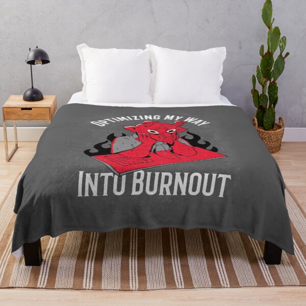Item preview, Optimizing My Way Into Burnout Red Devil Office Humor with Flames and Exhaustion Theme designed and sold by The Sun Brings Light.