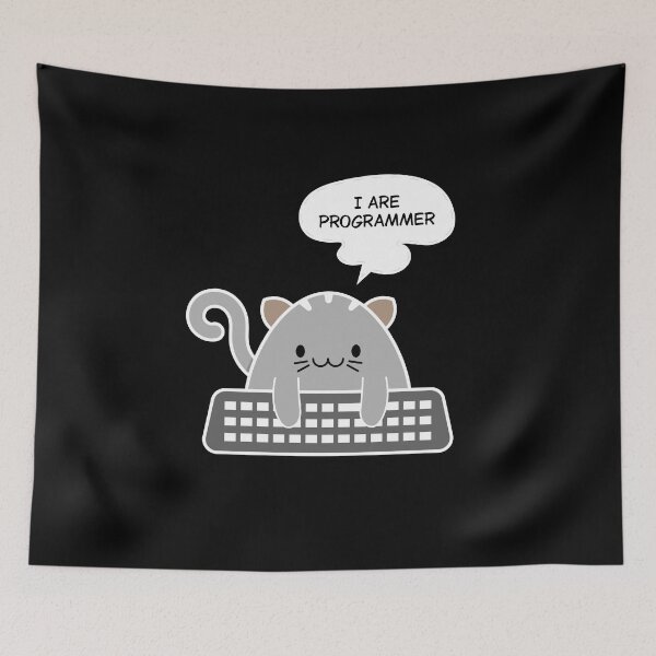 Item preview, Funny Cat Programmer Meme – Cute Coding Cat with Keyboard designed and sold by Balasan.