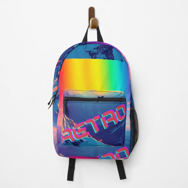 Item preview, Retro Neon Surfing Boy in the Sky with Snowy Mountains and Aurora Borealis Art designed and sold by TeutaDesings.