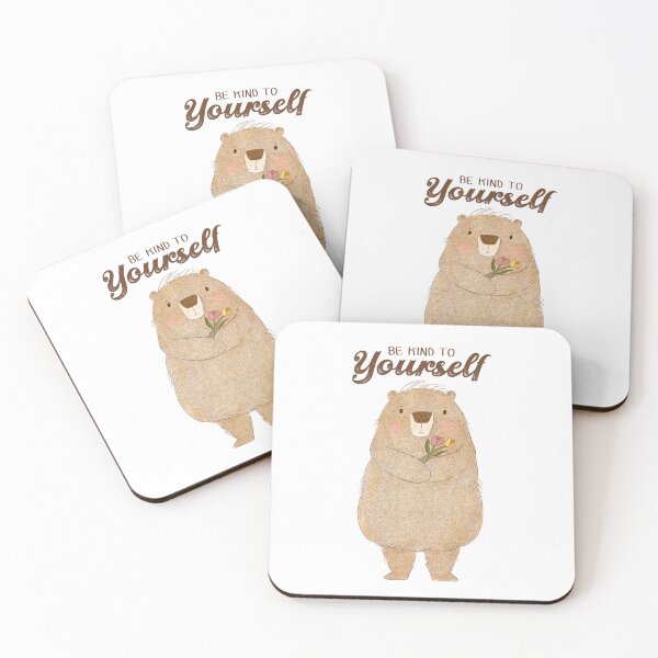 Item preview, BE KIND TO Yourself quote with a cute bear designed and sold by SoothiArt.