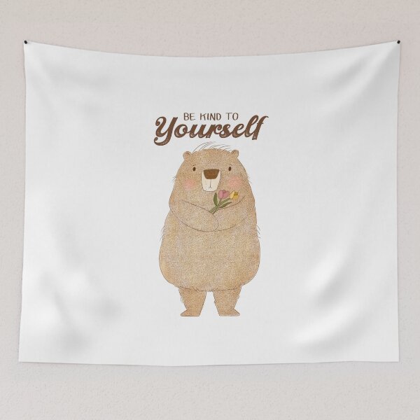 Item preview, BE KIND TO Yourself quote with a cute bear designed and sold by SoothiArt.
