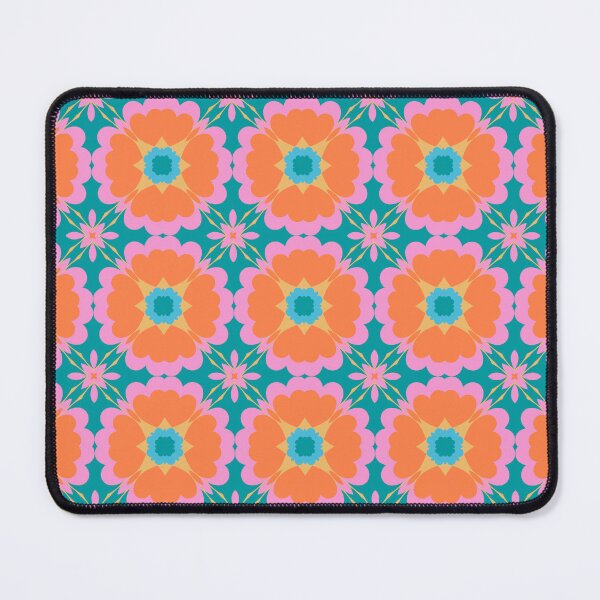 Item preview, Geometric Garden Blooms in Coral and Teal designed and sold by AneissPiaf.