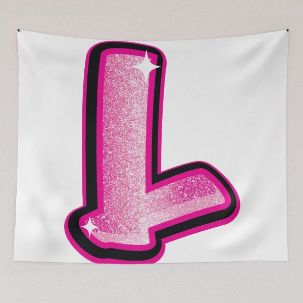 Item preview, Glitter Pink L Initial Sticker designed and sold by LazyCreativeCo.