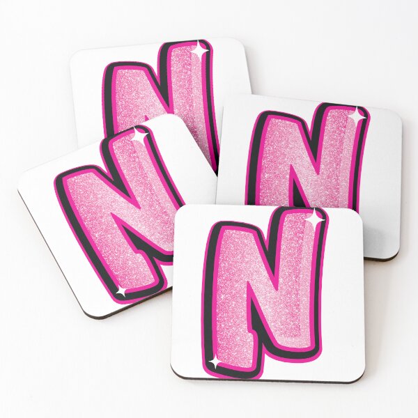 Item preview, Glitter Pink N Initial Sticker designed and sold by LazyCreativeCo.