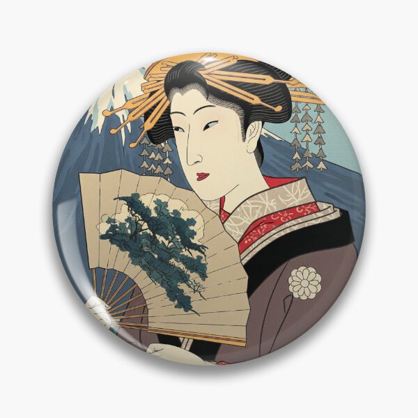 Item preview, Ukiyo-e Style: Beauty with Fan and Mount Fuji designed and sold by schwa24jpn.