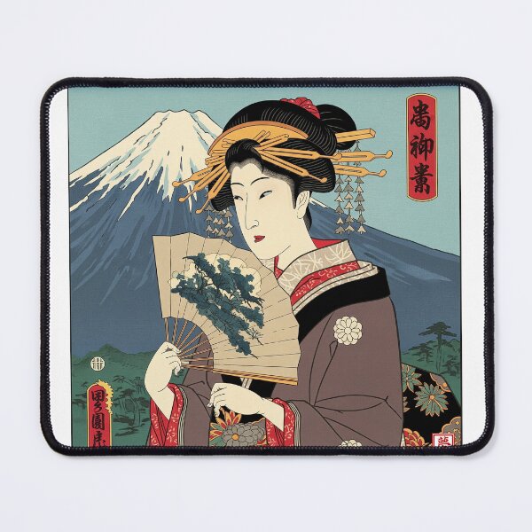 Item preview, Ukiyo-e Style: Beauty with Fan and Mount Fuji designed and sold by schwa24jpn.