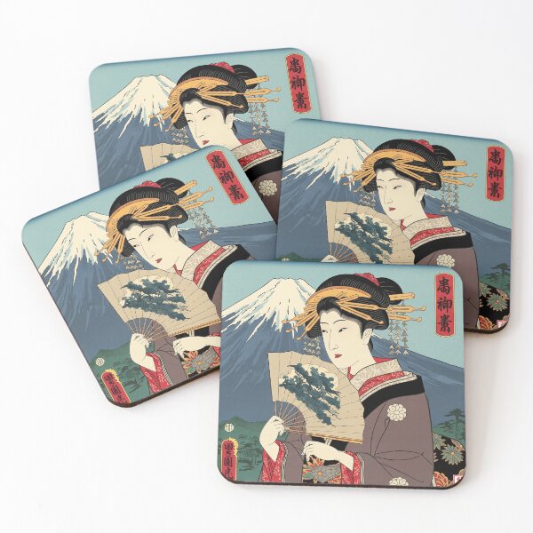 Item preview, Ukiyo-e Style: Beauty with Fan and Mount Fuji designed and sold by schwa24jpn.