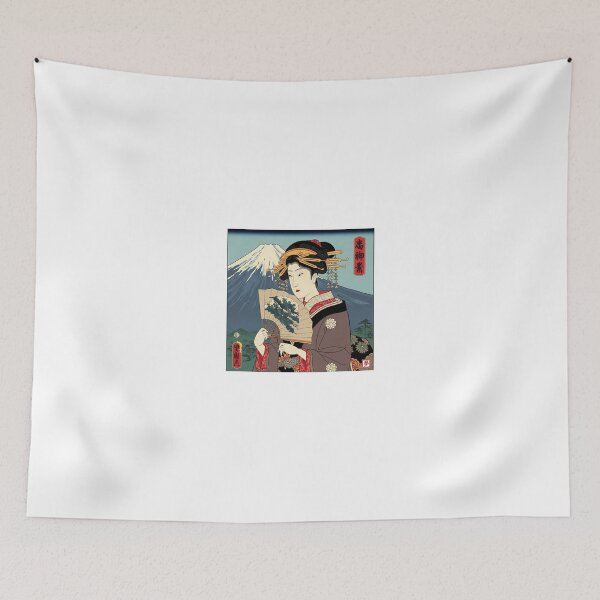 Item preview, Ukiyo-e Style: Beauty with Fan and Mount Fuji designed and sold by schwa24jpn.