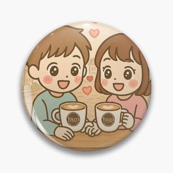 Item preview, Kawaii Couple Sharing Tully's Coffee at Parisian Cafe – Cute Romantic Illustration designed and sold by Inspired by CarMa.