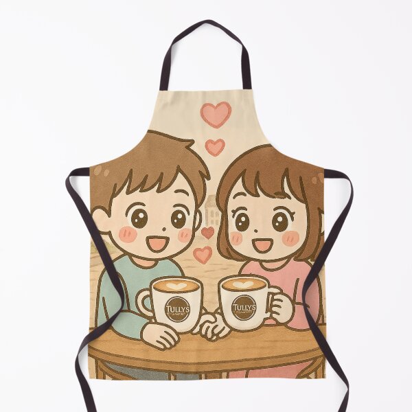 Item preview, Kawaii Couple Sharing Tully's Coffee at Parisian Cafe – Cute Romantic Illustration designed and sold by Inspired by CarMa.