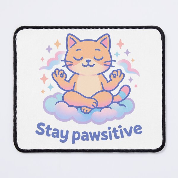 Item preview, Stay Pawsitive – Cute Cat Meditation Shirt, Vaporwave Positivity Pun Design designed and sold by LEO Vaporwave.