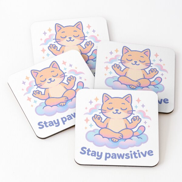Item preview, Stay Pawsitive – Cute Cat Meditation Shirt, Vaporwave Positivity Pun Design designed and sold by LEO Vaporwave.