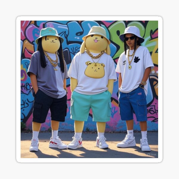 Item preview, Pompompurin graffiti chilling with friends designed and sold by Rising Aloha.