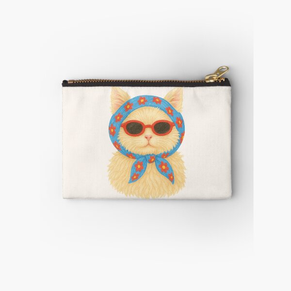 Item preview, Gato con gafas de sol y bufanda de flores designed and sold by Patternicity.