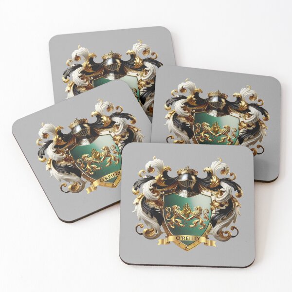Item preview, O’Reilly Family Crest – Green Shield with Crowned Lions & Hand designed and sold by Highlandkings.