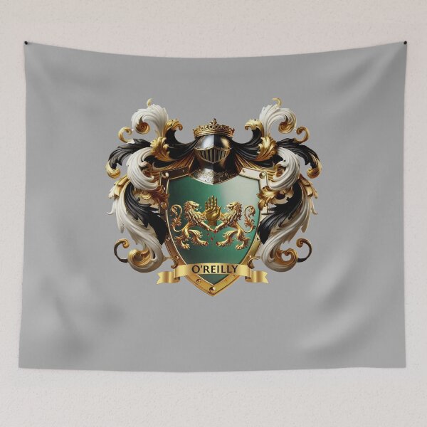 Item preview, O’Reilly Family Crest – Green Shield with Crowned Lions & Hand designed and sold by Highlandkings.