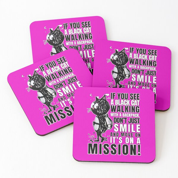 Item preview, Black cat on a mission - funny cartoon travel design designed and sold by LumiSoleil.