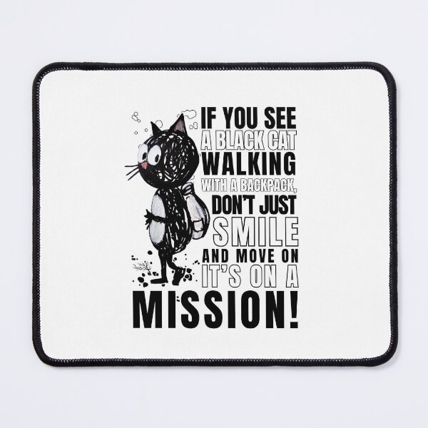 Item preview, Black cat on a mission - funny cartoon travel design designed and sold by LumiSoleil.