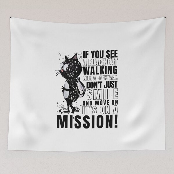 Item preview, Black cat on a mission - funny cartoon travel design designed and sold by LumiSoleil.